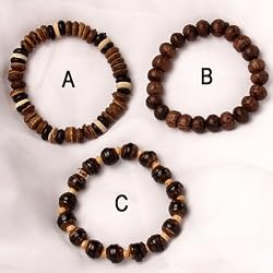 Wood and Coconut Shell Beaded Stretch Bracelets