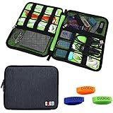 BUBM Universal Cable Organizer Electronics Accessories Case USB Drive Shuttle with Cable Tie (Large-Black)