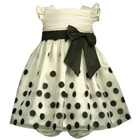 Bonnie Jean Little Girls Clothes Ivory Dot Special Occasion Dress 4-6X