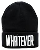Danny's Dealz® Novelty Unisex Black Acrylic Knit Woven Winter Warm Phrase Letters WHATEVER Cuffed Beanie Hat Cup
