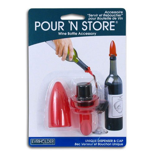 Pour 'N Store - Wine Pourer and Bottle Stopper in Red by Evriholder Products