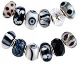 Pandora Style Twelve (12) Piece Charm Bead Set with Murano Style, Lampwork Style and Faceted Glass Style Beads - Fits Pandora, Troll, Biagi and Charmilia - Exact Assortment as Shown (FB99)