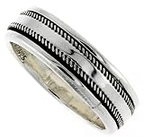 5/16 (8 mm) Sterling Silver Rope Edge Design Spinner Ring