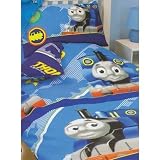 Boys Thomas The Tank Engine Reversible Quilt/Duvet Cover Bedding Set (Twin Bed) (Blue)