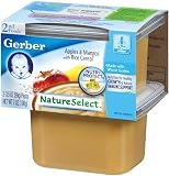 Gerber NatureSelect 2nd Foods, Apples & Mangos with Rice Cereal, 2-Count, 3.5-Ounce Containers (Pack of 8)