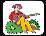Decorated Mouse Pad with man, Hawaii, sitting, instrument, enjoying, troubador, music, Polynesia, playing, guitar, strings