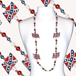 Red, White and Blue Confederate Flag Carnival Bead