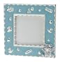 3x3 Enamel Picture Frame With Swarovski Teddybear - Blue