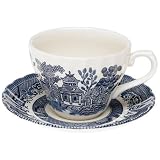 Churchill China Royal Chelsea Blue Willow Tea Cups and Saucers, Set of 4 by Churchill China