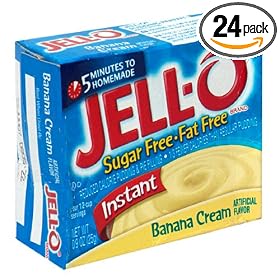 Jell-O Sugar-Free Instant Pudding & Pie Filling, Banana Cream, 0.9-Ounce Boxes (Pack of 24)