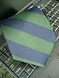 Ties - 100% Silk Woven Long Tie-Green/Navy