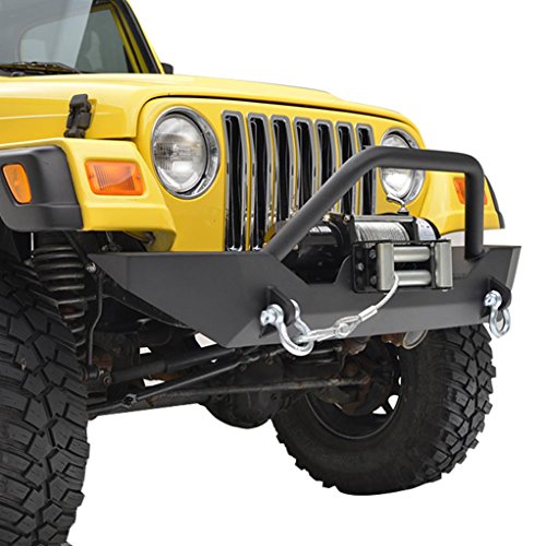 Jeep Wrangler TJ Black Textured Front Bumper with Winch Plate