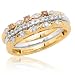 14k Yellow Gold Champagne and White Diamond Stack Rings (1/4 cttw), Size 9