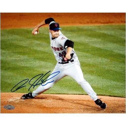 Aaron Heilman Autographed NY Mets Pitching Horizontal 8x10 Photograph