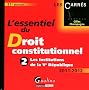L'essentiel du droit constitutionnel : Tome 2, Les institutions de la Ve R�publique