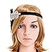 eforpretty 1920s Flapper Headband Vintage Headpiece for Women,Black and Silver