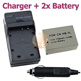 2 PACK Canon NB-7L Battery + Replacement Battery Charger for Canon Digital  ....