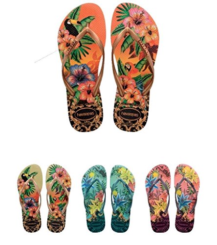 Havaianas Slim Retro,Tropical, Tribal Women's Flip Flops All Size
