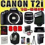 Canon EOS Rebel T2i 18 MP CMOS APS-C Digital SLR Camera w/ EF-S 18-55mm f/3 ....