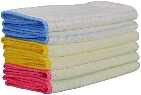 General Fibers 11.8" x 11.8" Premium Microfiber Cleaning Cloths Easy to Clean Kitchen, Great for Tableware, Glassware, Table Top ( 6 Pack )