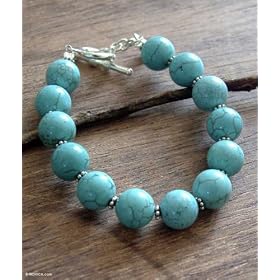 Turquoise bracelet, 'Happy Prosperity'