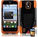 ZTE MAJESTY Z796C BLACK ORANGE HYBRID T KICKSTAND COVER HARD GEL CASE + FREE SCREEN PROTECTOR from [ACCESSORY ARENA]