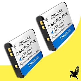 Two Halcyon 1200 mAH Lithium Ion Replacement Battery for Nikon EN-EL19 and for Nikon Coolpix S100, S2600, S3100, S3300, S4100, S4300 Digital Cameras