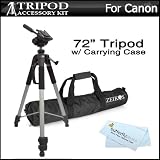 Professional 72-inch TRIPOD w/ Case For Canon VIXIA HF G20, VIXIA HF R42, VIXIA HF R40, VIXIA HF R400, VIXIA HF M52, VIXIA HF M50, VIXIA HF M500, VIXIA HF R32, VIXIA HF R30, VIXIA HF R300 HD Camcorder