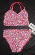 Infant/Toddler Girls 2 PC Swimsuit V-Neck Tankini Red/Blue/Magenta Ditsy