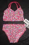 Infant/Toddler Girls 2 PC Swimsuit V-Neck Tankini Red/Blue/Magenta Ditsy