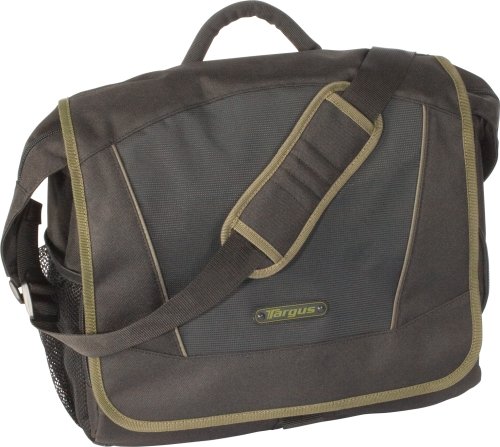 Targus Incognito Messenger Case Designed for 15.4 Inch Laptops Black with Olive Accents)