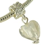 WHITE ICE HEART DANGLE CHARM FITS PANDORA BRACELETS