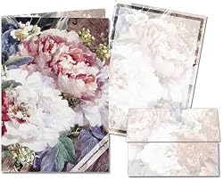 A Basket of Flowers - Stationery Gift Set (20 sheets and 12 envelopes)