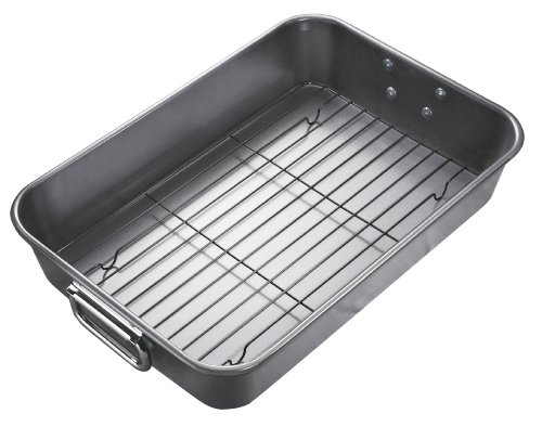 Wearever Commercial Bakeware 15.74 x 11-Inch Nonstick Roaster with Rack, Gray