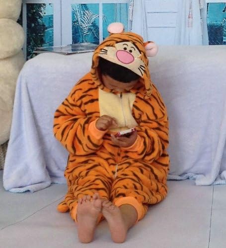 New Winter Kids' Cartoon Sleepwear Cute Onesies Animal Piece Pajamas Tigger Sleepwear With Hat
