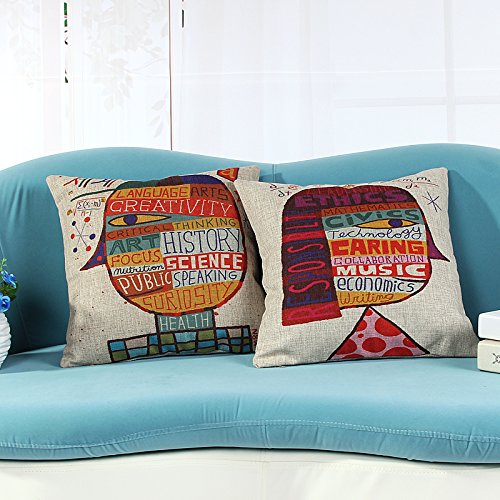 Custom Cotton Linen Leaning Cushion Throw Pillow Covers Pillowslip Case,Size 17.7" x 17.7" Square ,Boy abstract pattern