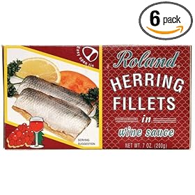 Roland Herring Fillets in Wine Sauce, 7-Ounce Can (Pack of 6)