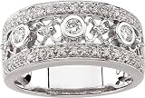 14 Karat White Gold Diamond X O Band Ring
