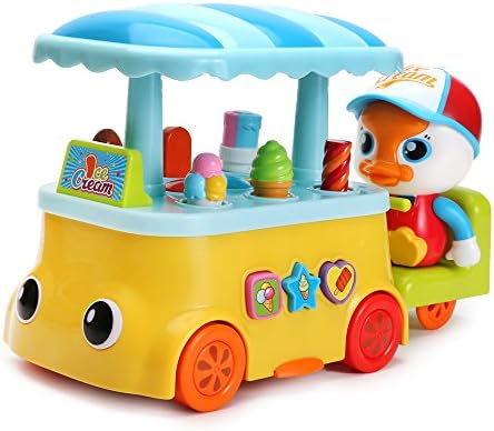 Ice Cream Van Toy Jumpy Ice-Cream Truck Play Set Sweet Cart with Sound and Light for Kids by Happytime