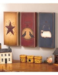 Home: 3-Pc Country Wall Art Set - Primitive Country Wall Decor - ABC