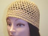 Cp107, Hand Crocheted Camel Color Gimp Skull Cap for Teens and Adult Men and Women