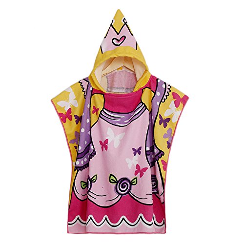 ISEAREX Kids Cartoon Hooded Poncho for Bath, Pool or Beach Towel (Butterfly)
