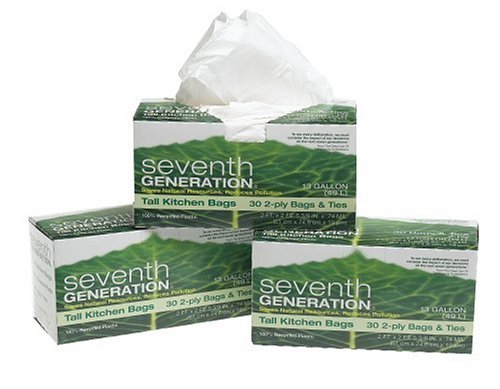 Seventh Generation Trash Bags, Tall Kitchen, 13-Gallon, 30-Count Boxes (Pack of 12)