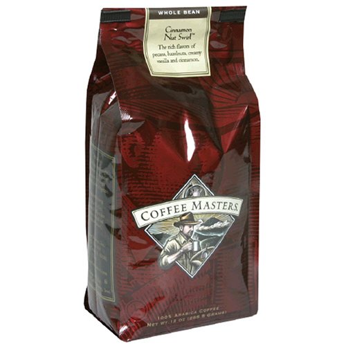 Coffee Masters Flavored Coffee, Cinnamon Nut Swirl, Whole Bean, 12-Ounce Valve Bag, (Pack... by Coffee Masters