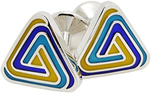 HEHIM(TM) 2 PCS Cuff Links for Men Silver &amp; Colorful triangle With Wooden Gift Box FCL-013