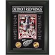 Detroit Red Wings Stan. Cup Signature Archival Etched Glass Photo Mint w/ 2 24KT Gold Overlay Coins