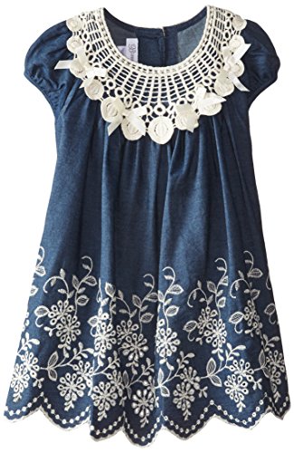 Bonnie Jean Girls' Embroidered Denim Border Dress