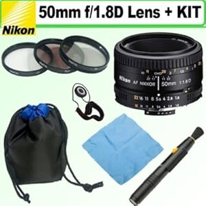 Nikon AF Nikkor 50mm f/1.8D Objectif pour Nikon SLR + Kit Accessoires Somptueux