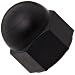 Metric Nylon 6/6 Acorn Nut, USA Made, Black, M6 Thread Size, 10 mm Width Across Flats, 12 mm Height, 7.30 mm Minimum Thread Depth (Pack of 100)