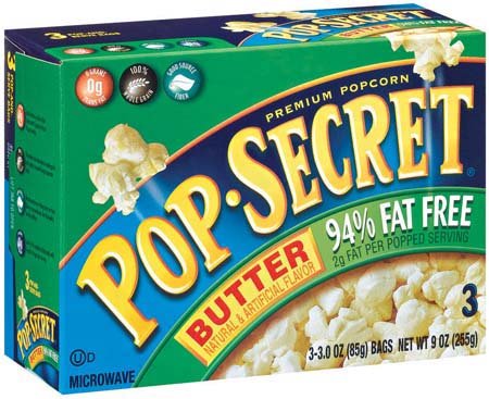 Pop Secret Butter 94% Fat Free Popcorn 3 pk 9 oz (Pack of 12)